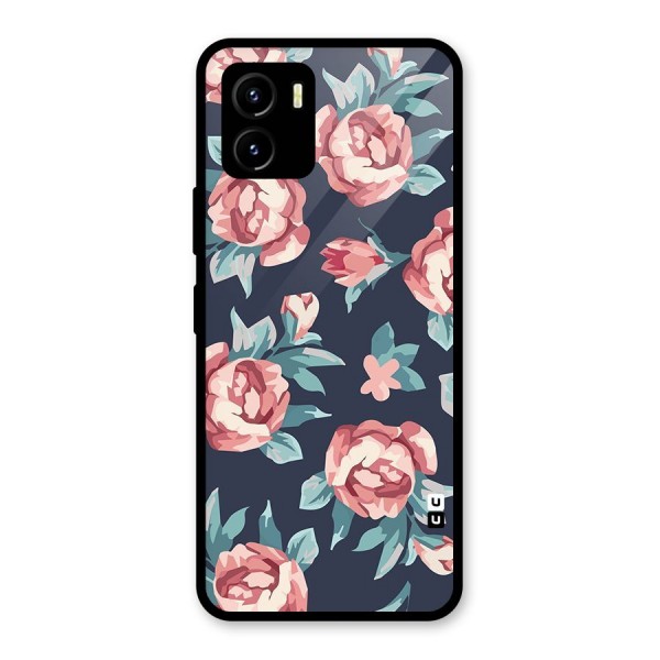 Flowers Painting Glass Back Case for Vivo Y15s