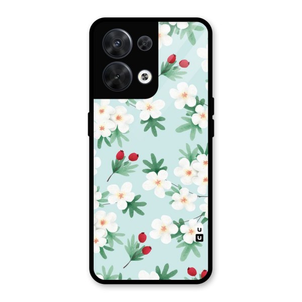 Flowers Pastel Glass Back Case for Oppo Reno8 5G