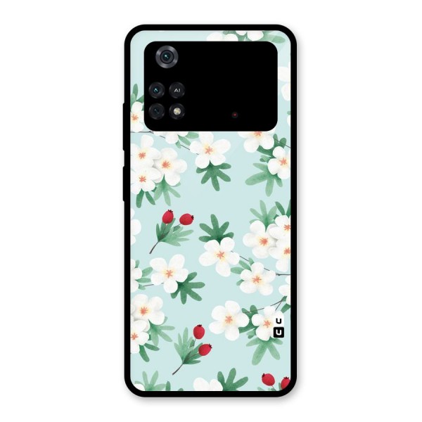 Flowers Pastel Glass Back Case for Poco M4 Pro 4G