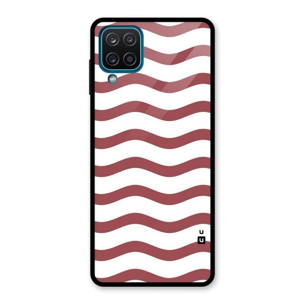 Flowing Stripes Red White Glass Back Case for Galaxy A12