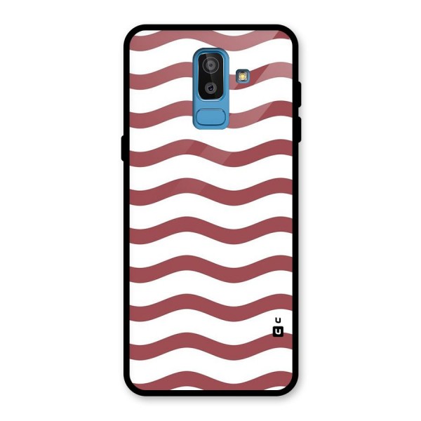 Flowing Stripes Red White Glass Back Case for Galaxy J8