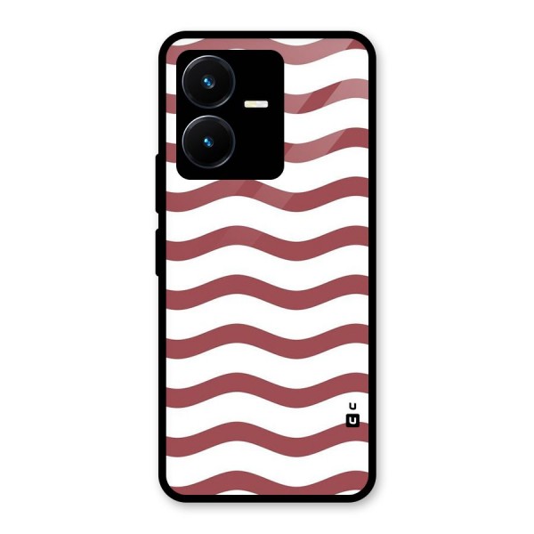 Flowing Stripes Red White Glass Back Case for Vivo Y22