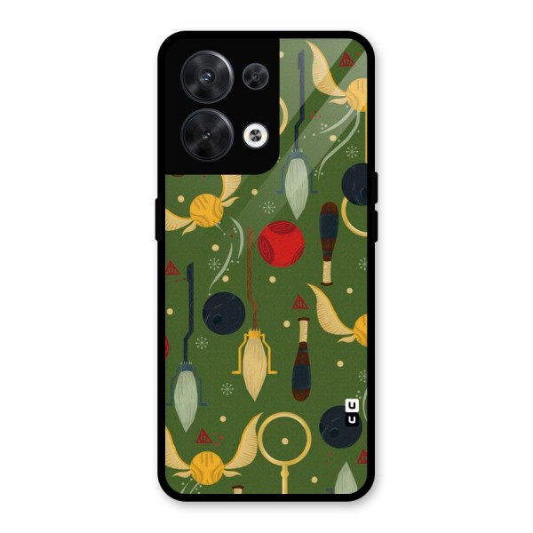 Flying Ball Pattern Glass Back Case for Oppo Reno8 5G