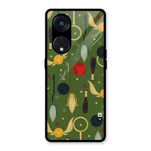 Flying Ball Pattern Glass Back Case for Reno8 T 5G