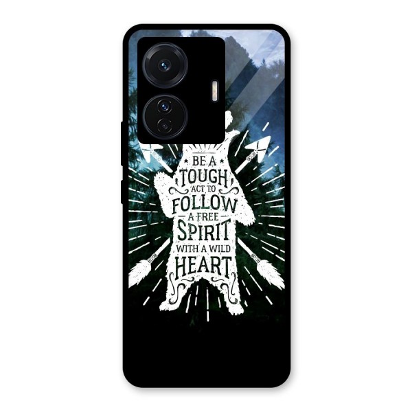 Follow Spirit Heart Glass Back Case for Vivo T1 Pro