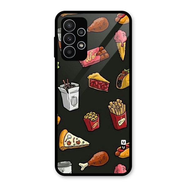 Foodie Pattern Glass Back Case for Galaxy A23