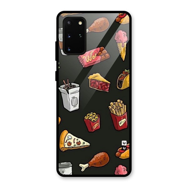 Foodie Pattern Glass Back Case for Galaxy S20 Plus