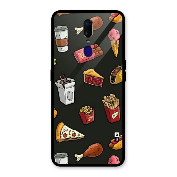 Foodie Pattern Glass Back Case for Oppo F11