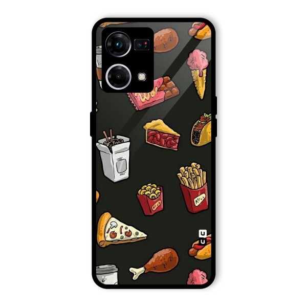 Foodie Pattern Glass Back Case for Oppo F21s Pro 4G