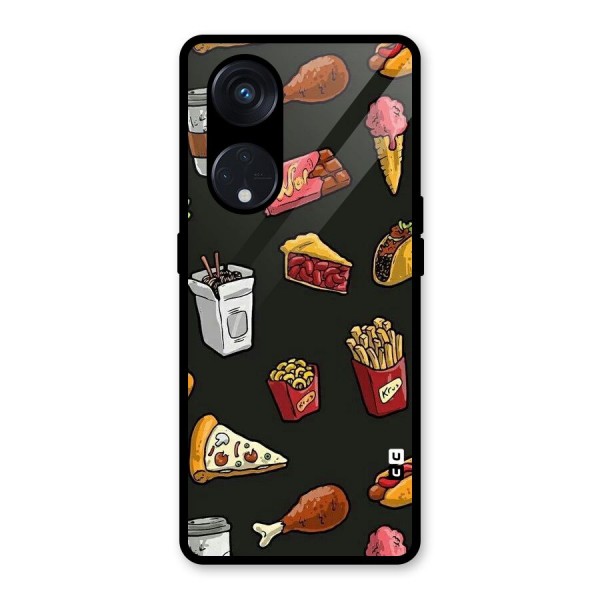 Foodie Pattern Glass Back Case for Reno8 T 5G