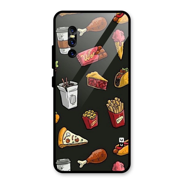 Foodie Pattern Glass Back Case for Vivo V15 Pro