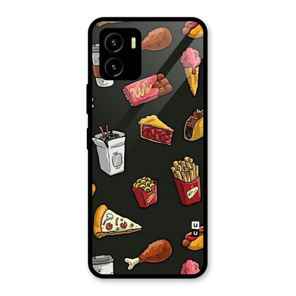 Foodie Pattern Glass Back Case for Vivo Y15s