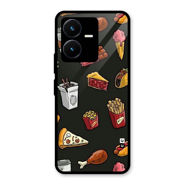 Foodie Pattern Glass Back Case for Vivo Y22