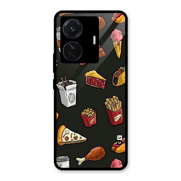 Foodie Pattern Glass Back Case for Vivo iQOO Z6 Pro