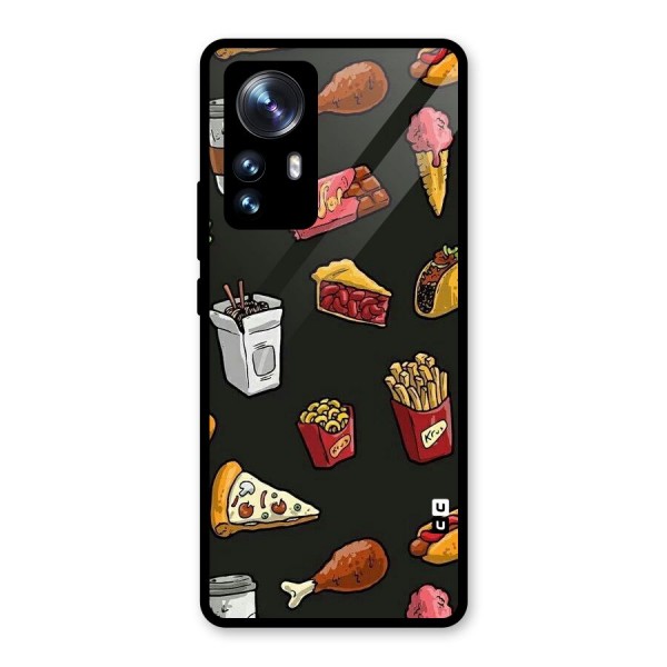 Foodie Pattern Glass Back Case for Xiaomi 12 Pro