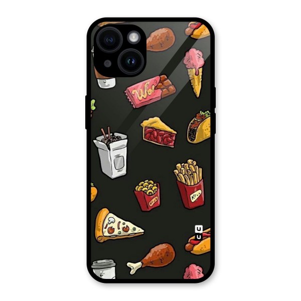 Foodie Pattern Glass Back Case for iPhone 14