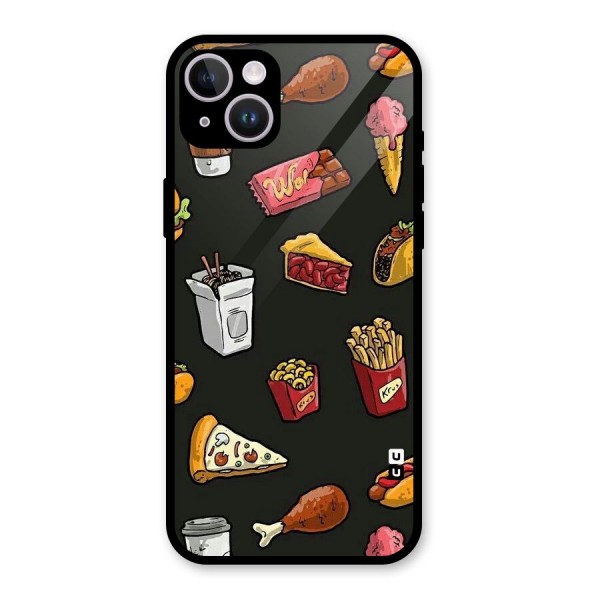 Foodie Pattern Glass Back Case for iPhone 14 Plus