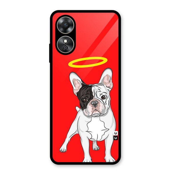 French Cute Angel Doggo Glass Back Case for Oppo A17