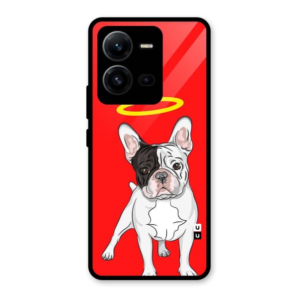 French Cute Angel Doggo Glass Back Case for Vivo V25