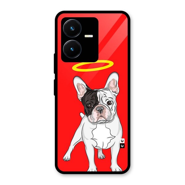 French Cute Angel Doggo Glass Back Case for Vivo Y22