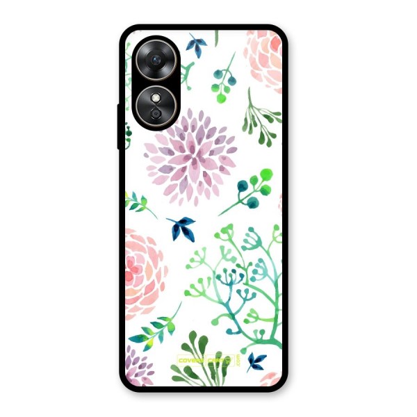 Fresh Floral Glass Back Case for Oppo A17