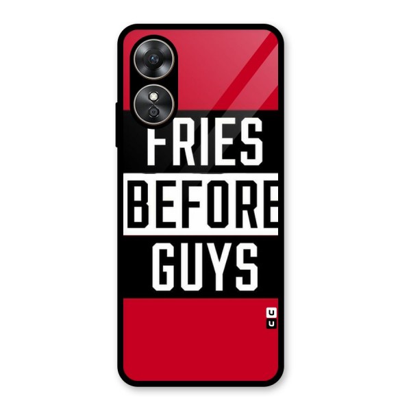 Fries Love Stripes Glass Back Case for Oppo A17