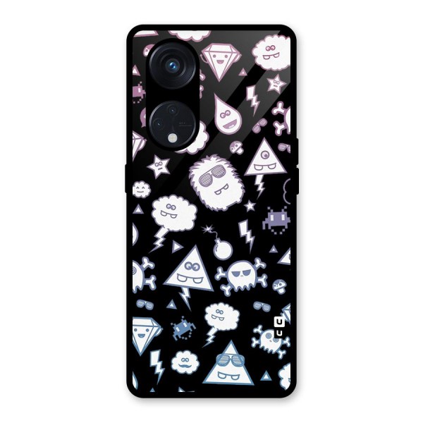 Funny Faces Glass Back Case for Reno8 T 5G