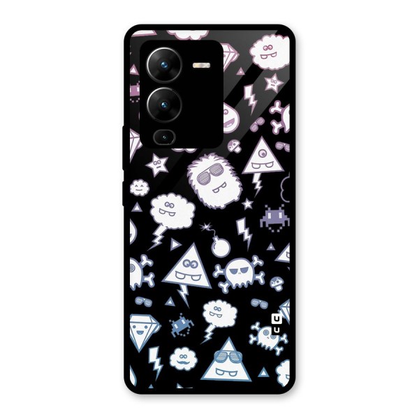 Funny Faces Glass Back Case for Vivo V25 Pro