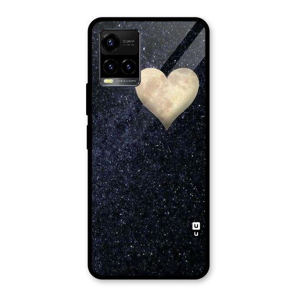 Galaxy Space Heart Glass Back Case for Vivo Y21 2021