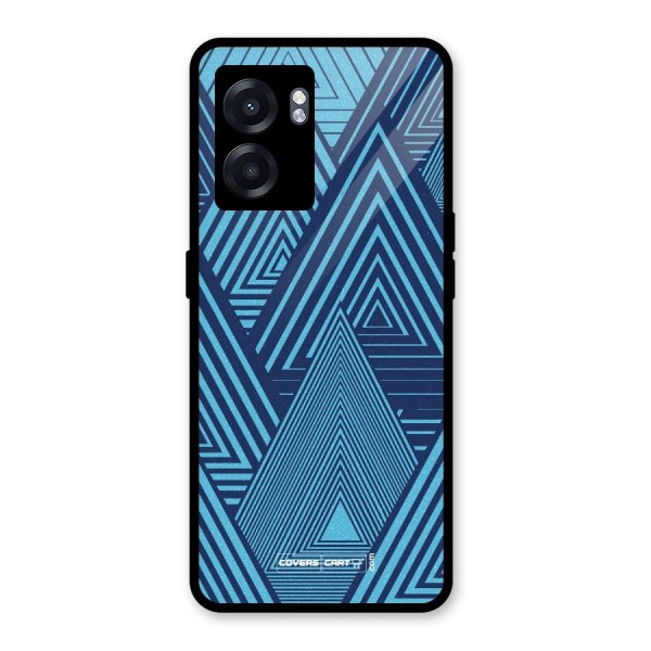 Geometric Blue Print Glass Back Case for Oppo K10 (5G)