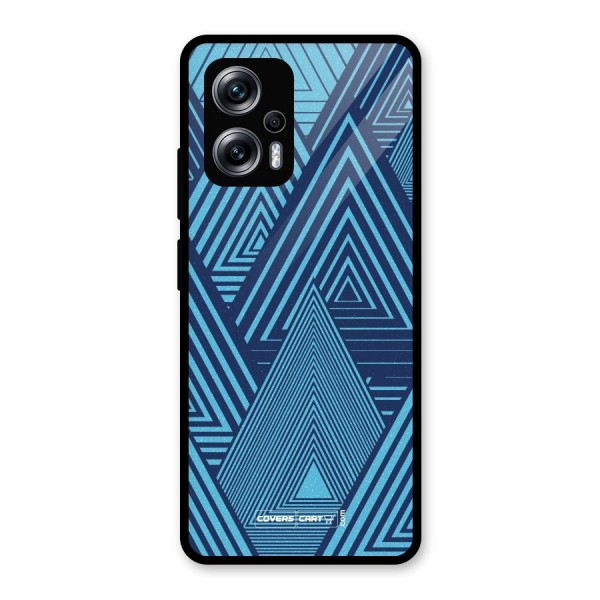 Geometric Blue Print Glass Back Case for Redmi K50i