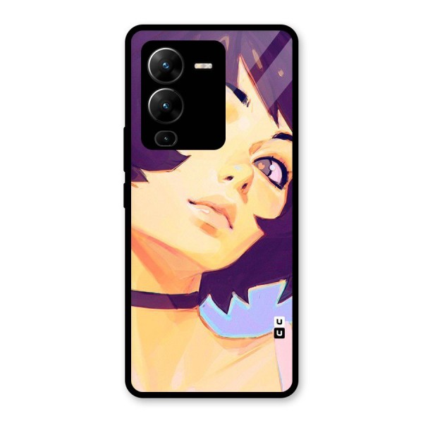 Girl Face Art Glass Back Case for Vivo V25 Pro