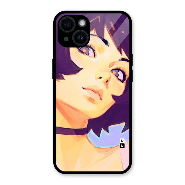 Girl Face Art Glass Back Case for iPhone 14