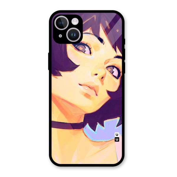 Girl Face Art Glass Back Case for iPhone 14 Plus