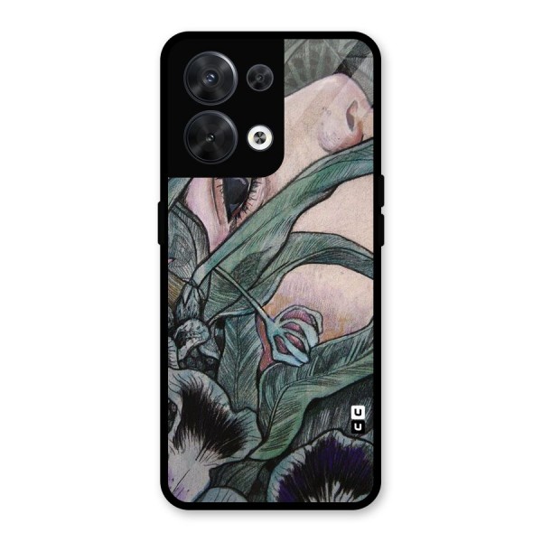 Girl Grass Art Glass Back Case for Oppo Reno8 5G