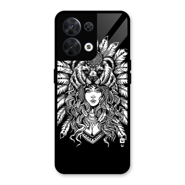 Girl Pattern Art Glass Back Case for Oppo Reno8 5G