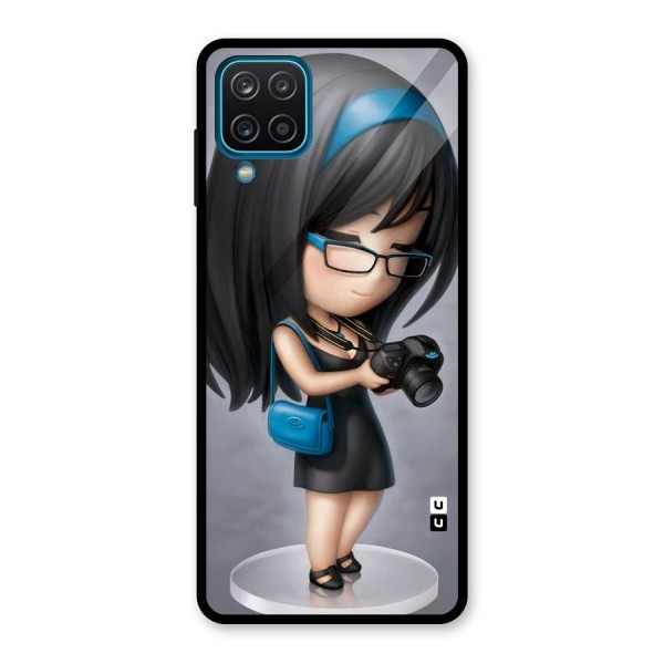 Girl With Camera Glass Back Case for Galaxy A12