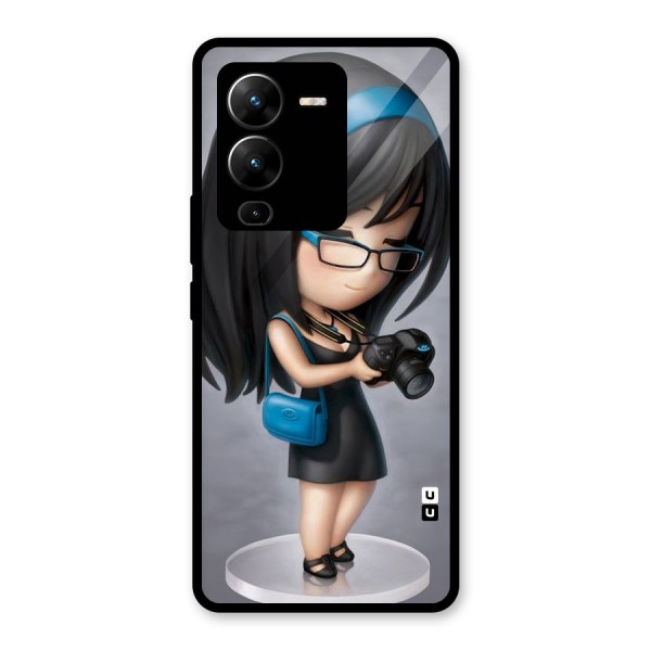 Girl With Camera Glass Back Case for Vivo V25 Pro