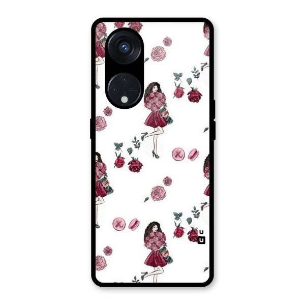 Girl With Flowers Glass Back Case for Reno8 T 5G