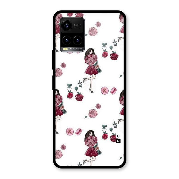 Girl With Flowers Glass Back Case for Vivo Y21 2021