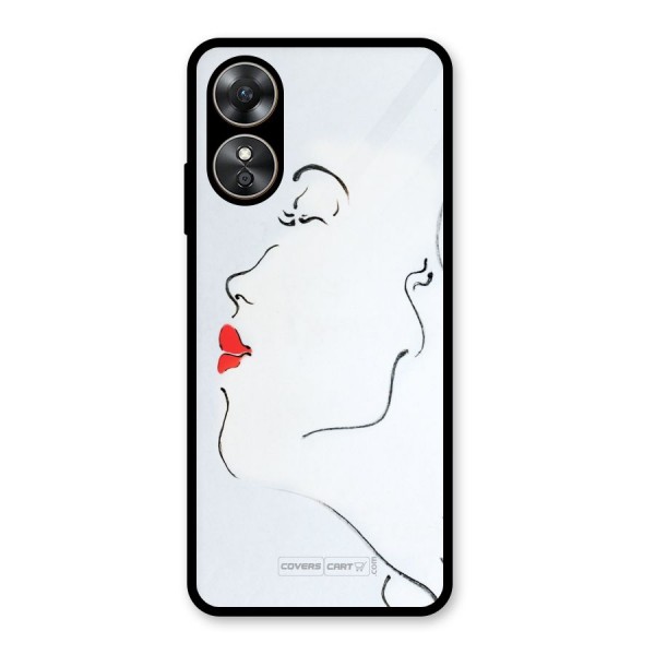 Girl in Red Lipstick Glass Back Case for Oppo A17