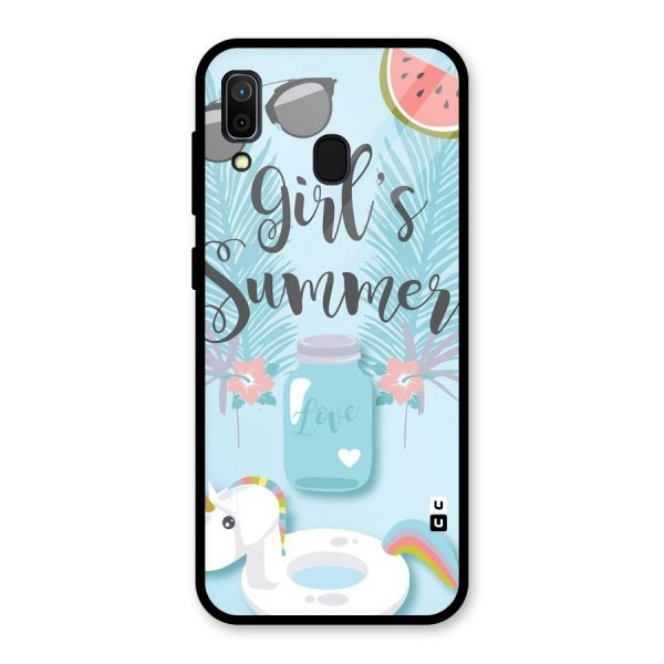 Girls Summer Glass Back Case for Galaxy A30