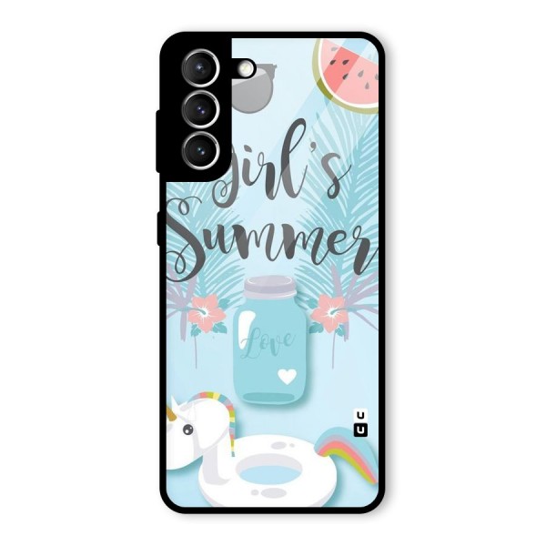 Girls Summer Glass Back Case for Galaxy S21 5G