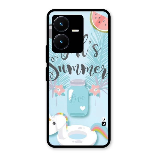 Girls Summer Glass Back Case for Vivo Y22