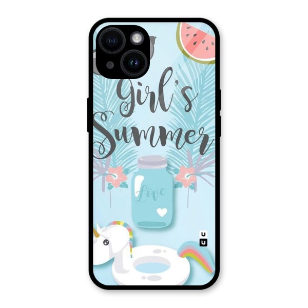 Girls Summer Glass Back Case for iPhone 14