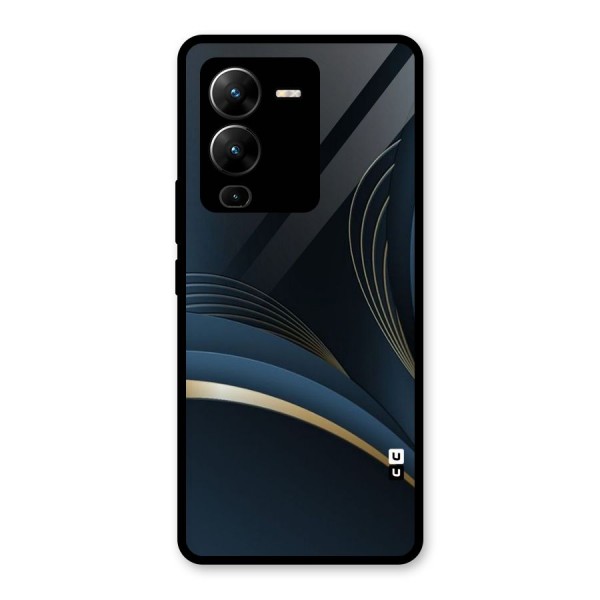 Gold Blue Beauty Glass Back Case for Vivo V25 Pro