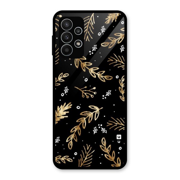 Gold Palm Leaves Glass Back Case for Galaxy A23