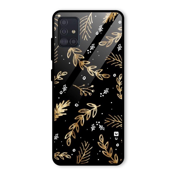 Gold Palm Leaves Glass Back Case for Galaxy A51