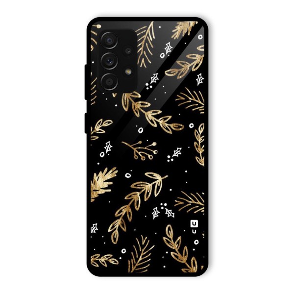 Gold Palm Leaves Glass Back Case for Galaxy A53 5G