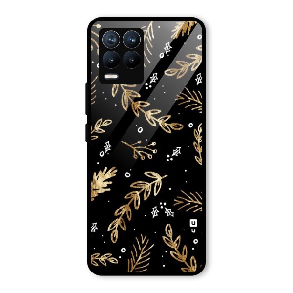 Gold Palm Leaves Glass Back Case for Realme 8 Pro